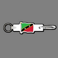 4mm Clip & Key Ring W/ Full Color Flag of Saint Kitts & Nevis Key Tag